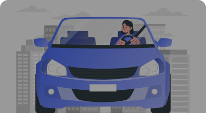 Graphic of person driving car representing Illinois Adult Drivers Ed